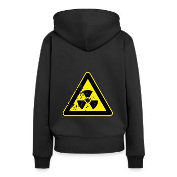 Nuklear-Schild (destroyed) - Frauen Premium Bio Hoodie - Schwarz - Hinten - Julia (174cm)