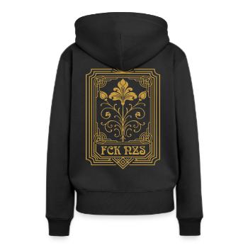 Subtiles Antifaschistisches FCK NZS Frauen - Frauen Premium Bio Hoodie - Schwarz - Hinten - Julia (174cm)