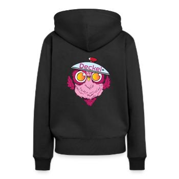 Chouette en couple avec couvercle et sans pot - Sweat à capuche Premium bio Femme - noir - Dos - Julia (174cm)