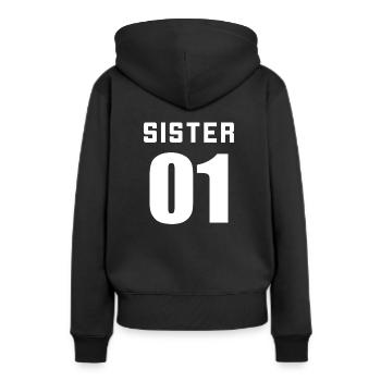 Sister 01 Sister 02 Sister 03 BFF Freundschafts - Frauen Premium Bio Hoodie - Schwarz - Hinten - Julia (174cm)