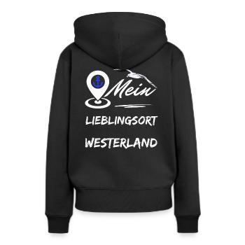 Westerland, mon endroit préféré, l’île préférée de Sylt - Sweat à capuche Premium bio Femme - noir - Dos - Julia (174cm)