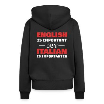 Italienisch Lehramt Sprache Fremdsprache Geschenk - Frauen Premium Bio Hoodie - Schwarz - Hinten - Julia (174cm)
