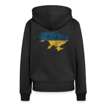 Ukraine - Frontière nationale dans le drapeau national - Sweat à capuche Premium bio Femme - noir - Dos - Julia (174cm)