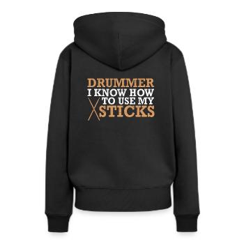 Percussion Drums Drummer Woodwind Snare Music Drum - Sweat à capuche Premium bio Femme - noir - Dos - Julia (174cm)