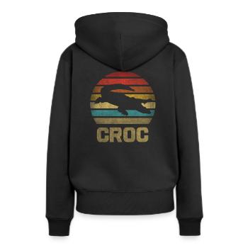 Crocodile Croco Croc Rétro Vintage Coucher de Soleil - Sweat à capuche Premium bio Femme - noir - Dos - Julia (174cm)