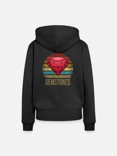 Ruby Gemstone Retro Sunset - Frauen Premium Bio Hoodie - Schwarz