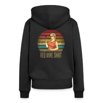 Drinking Wine Fun Alcohol Woman Retro Sunset - Frauen Premium Bio Hoodie - Schwarz - Hinten - Julia (174cm)