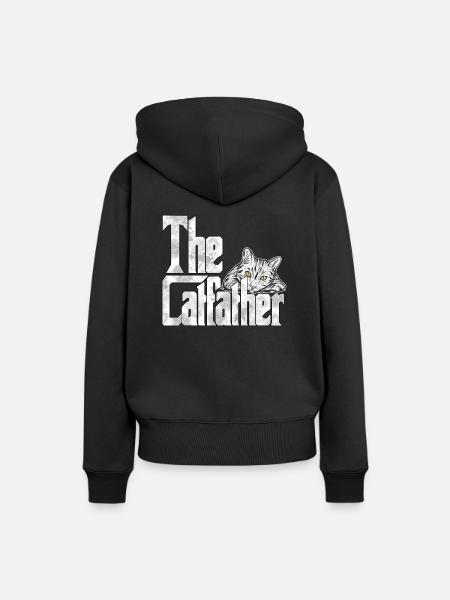 Cat Dad The Catfather Crazy Cat Father Kitty Daddy - Dame Premium hoodie, økologisk bomuld - sort