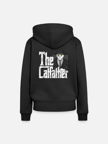 Cat Dad The Catfather Crazy Cat Father Kitty Daddy - Dame Premium hoodie, økologisk bomuld - sort