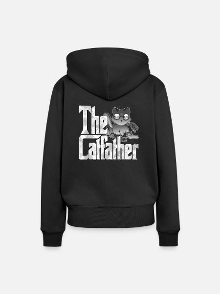 Cat Dad The Catfather Crazy Cat Father Kitty Daddy - Dame Premium hoodie, økologisk bomuld - sort