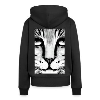 Fierce Feline - Intense Cat Portrait - Women’s Premium Organic Hoodie - black - Back - Julia (174cm)