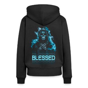 la catrina tag der toten skelett totenkop - Frauen Premium Bio Hoodie - Schwarz - Hinten - Julia (174cm)