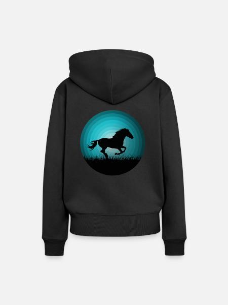 Pferd Pferde Herz Reiten Mädchen Frauen Geschenk - Frauen Premium Bio Hoodie - Schwarz