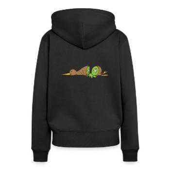 Kiwi Vogel aufgeschnitten wie eine Kiwifrucht - Frauen Premium Bio Hoodie - Schwarz - Hinten - Julia (174cm)