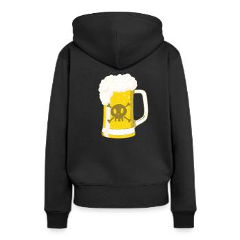 Piraten Bier mit Totenkopf - Frauen Premium Bio Hoodie - Schwarz - Hinten - Julia (174cm)