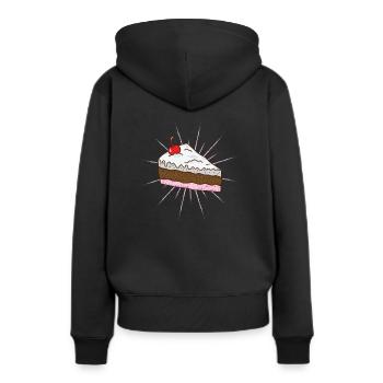 Stück Torte mit Kirsche Kuchen Konditorei - Frauen Premium Bio Hoodie - Schwarz - Hinten - Julia (174cm)