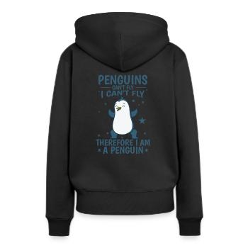 Les pingouins ne peuvent pas voler Je suis un oiseau pingouin - Sweat à capuche Premium bio Femme - noir - Dos - Julia (174cm)