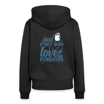 Juste un garçon qui aime Penguins Bird - Sweat à capuche Premium bio Femme - noir - Dos - Julia (174cm)
