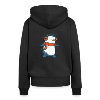 Penguin écoute de la musique avec des écouteurs Antarctique - Sweat à capuche Premium bio Femme - noir - Dos - Julia (174cm)