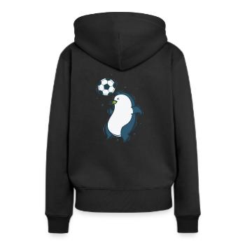 Pingouin joue au football avec Head Antarctica - Sweat à capuche Premium bio Femme - noir - Dos - Julia (174cm)