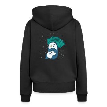Pingouin avec un parapluie Antarctique - Sweat à capuche Premium bio Femme - noir - Dos - Julia (174cm)