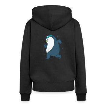 Pingouin fait du jogging sur un animal de l’Antarctique - Sweat à capuche Premium bio Femme - noir - Dos - Julia (174cm)
