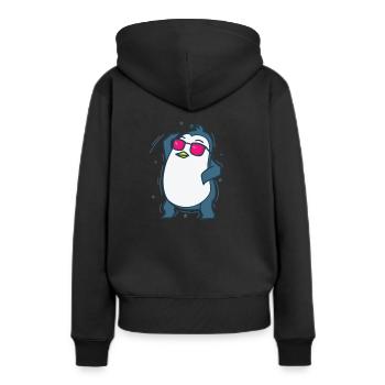 Pingouin dansant l’oiseau antarctique - Sweat à capuche Premium bio Femme - noir - Dos - Julia (174cm)