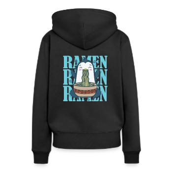 Pinguin mit Ramen Nudeln Antarktis Vogel - Frauen Premium Bio Hoodie - Schwarz - Hinten - Julia (174cm)