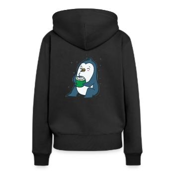 Pingouin boit une noix de Antarctique - Sweat à capuche Premium bio Femme - noir - Dos - Julia (174cm)