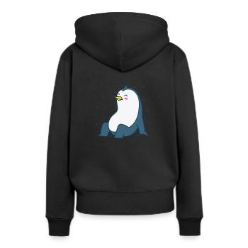 Le pingouin et le ciel nocturne Antarctique - Sweat à capuche Premium bio Femme - noir - Dos - Julia (174cm)