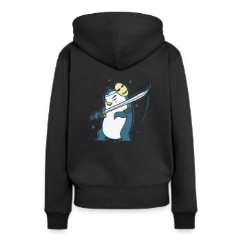 Pingouin avec masque et épée Antarctique - Sweat à capuche Premium bio Femme - noir - Dos - Julia (174cm)