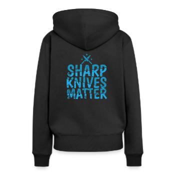 Sharp Knives Matter Koch Hobby Essen Küche - Frauen Premium Bio Hoodie - Schwarz - Hinten - Julia (174cm)