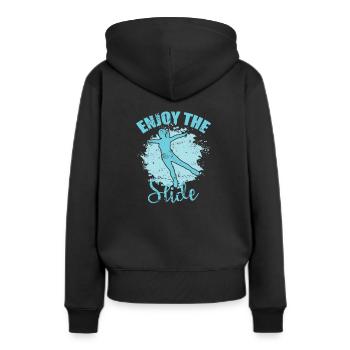 Enjoy the Slide Schlittschuhlaufen Eisbahn - Frauen Premium Bio Hoodie - Schwarz - Hinten - Julia (174cm)