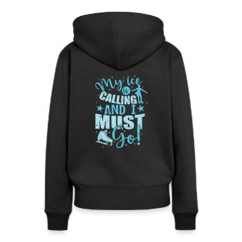 My Ice is calling and I must Go Eisbahn - Frauen Premium Bio Hoodie - Schwarz - Hinten - Julia (174cm)