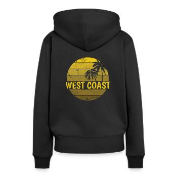West Coast Palme Urlaub Strand - Frauen Premium Bio Hoodie - Schwarz - Hinten - Julia (174cm)