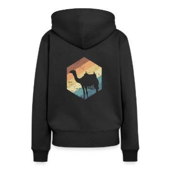 Kamel Dromedar Karawane Höcker Wüste - Frauen Premium Bio Hoodie - Schwarz - Hinten - Julia (174cm)