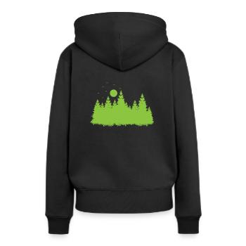 Wald mit Blättern in der Umwelt - Frauen Premium Bio Hoodie - Schwarz - Hinten - Julia (174cm)