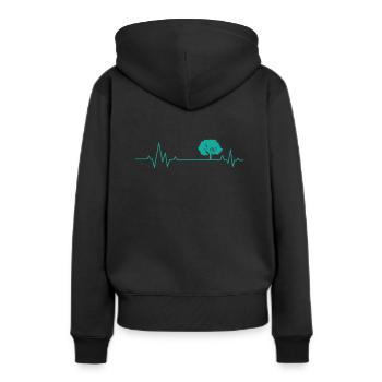 Herzschlaglinie mit einem Baum Natur Wälder - Frauen Premium Bio Hoodie - Schwarz - Hinten - Julia (174cm)