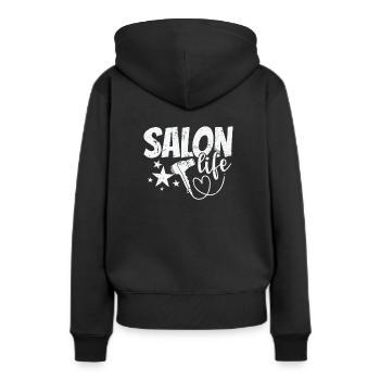 Salon Life Friseur Beruf Haare - Frauen Premium Bio Hoodie - Schwarz - Hinten - Julia (174cm)