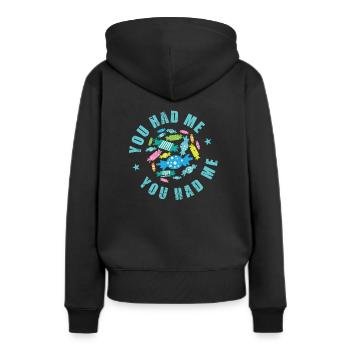 Tu m’as eu un gâteau de confiserie - Sweat à capuche Premium bio Femme - noir - Dos - Julia (174cm)