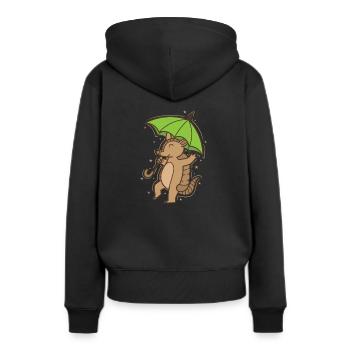 Tatou avec parapluie désert de mammifères - Sweat à capuche Premium bio Femme - noir - Dos - Julia (174cm)