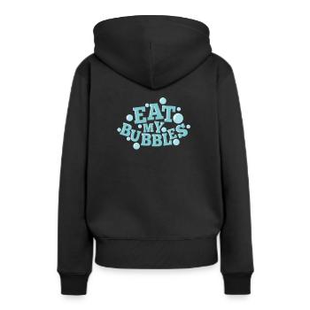 Eat my Bubbles Schwimmen Sport - Frauen Premium Bio Hoodie - Schwarz - Hinten - Julia (174cm)