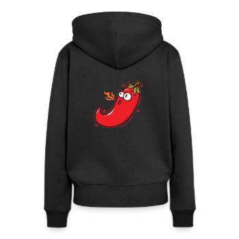 Piment Chaleur Épice Chaleur Degré de piquant - Sweat à capuche Premium bio Femme - noir - Dos - Julia (174cm)