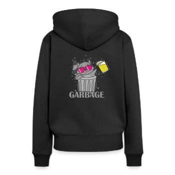 Garbage Waschbär Nachtaktiv - Frauen Premium Bio Hoodie - Schwarz - Hinten - Julia (174cm)