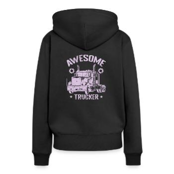 Awesome Trucker Beruf Lieferung - Frauen Premium Bio Hoodie - Schwarz - Hinten - Julia (174cm)