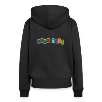 Road Trip Reise Picknick Abenteuer Route - Frauen Premium Bio Hoodie - Schwarz - Hinten - Julia (174cm)