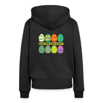 Chasse aux œufs de Pâques Début du printemps - Sweat à capuche Premium bio Femme - noir - Dos - Julia (174cm)
