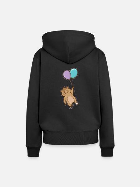 Lemming mit Luftballons Nagetier - Frauen Premium Bio Hoodie - Schwarz