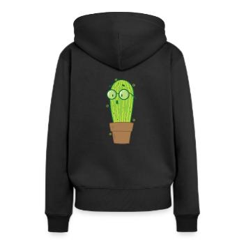 Streber Kaktus Pflanze - Frauen Premium Bio Hoodie - Schwarz - Hinten - Julia (174cm)