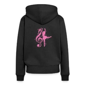 Ballerine et clé de fa, pour le ballet - Sweat à capuche Premium bio Femme - noir - Dos - Julia (174cm)